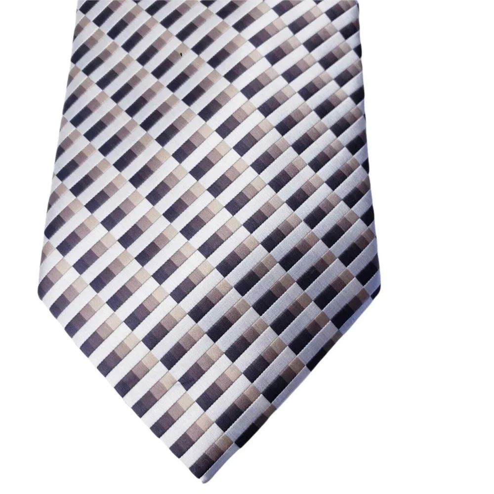 RENZO‎  Geometric Pattern Pure Silk Hand Made Tie